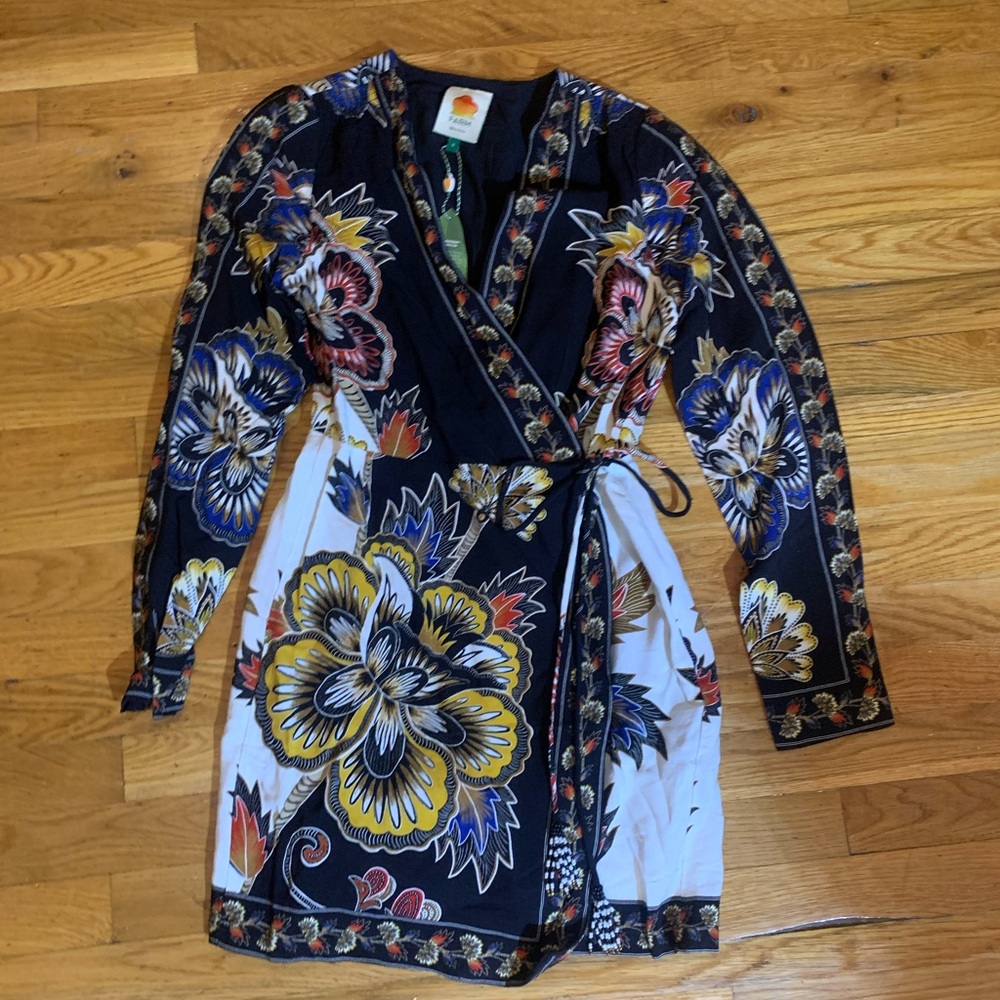 Floral Wrap Dress with Long Sleeves - Picture 2 of 5